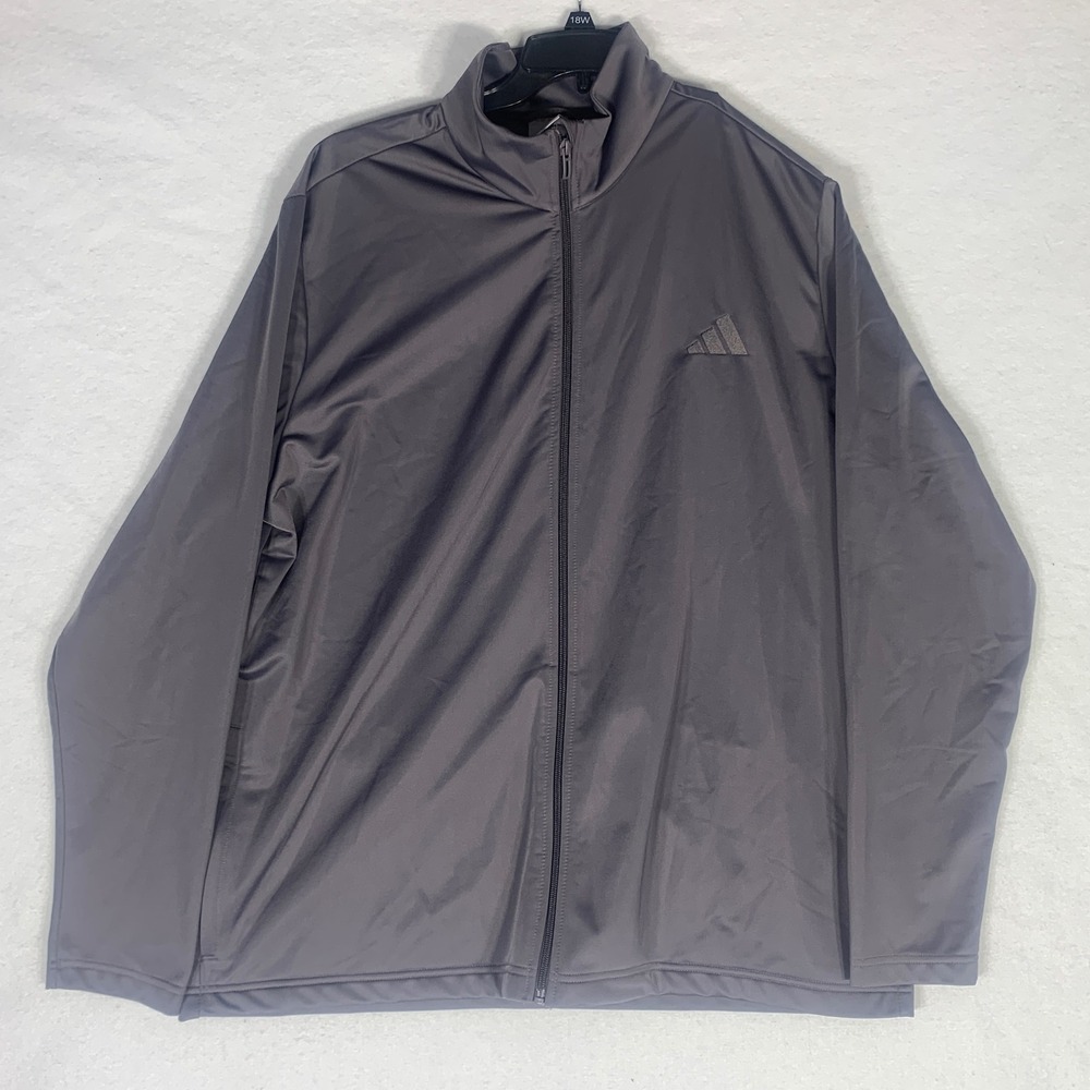 Adidas Track Jacket Men's 2XL Gray Full Zip Athletic Sportswear Logo Trefoil